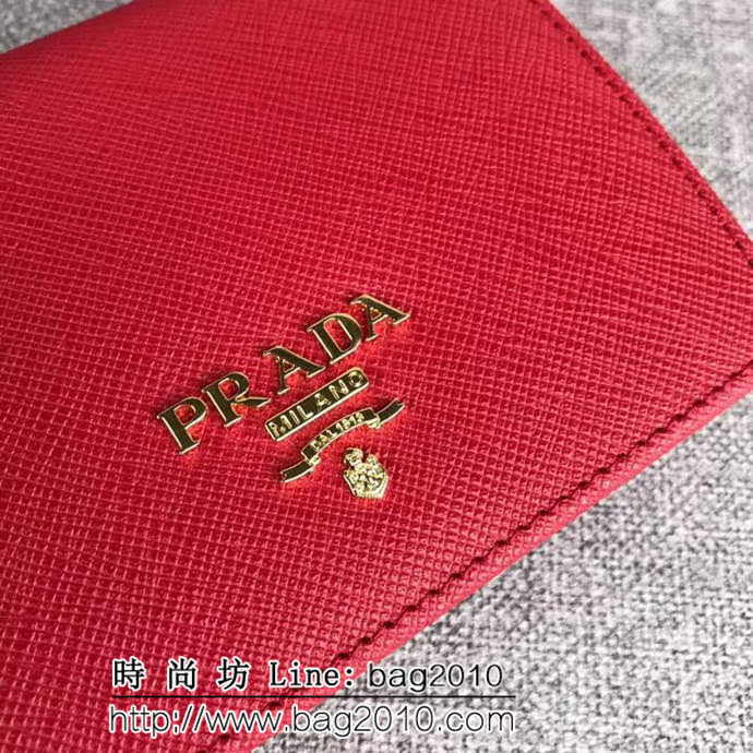 PRADA普拉達 經典爆款 頂級原單十字紋牛皮 女士短皮夾 1MV204 DD1408